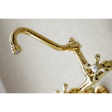 Kingston Brass KS3222AX Vintage 6" Adjustable Center Wall Mount Kitchen Faucet, Polished Brass