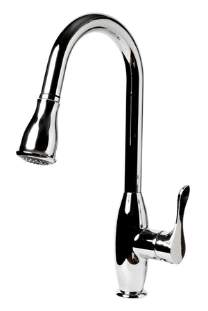 Polished Chrome Traditional Gooseneck Pull Down Kitchen Faucet