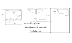 EAGO BC227 White Ceramic 22"x15" Undermount Rectangular Bathroom Sink