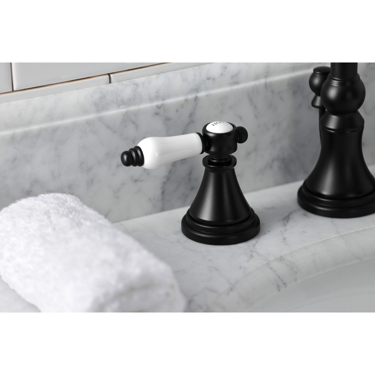 Kingston Brass KS2980BPL Bel-Air Widespread Bathroom Faucet with Brass Pop-Up, Matte Black