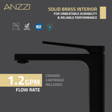 ANZZI L-AZ901MB-BN Single Handle Single Hole Bathroom Vessel Sink Faucet With Pop-up Drain in Matte Black & Brushed Nickel