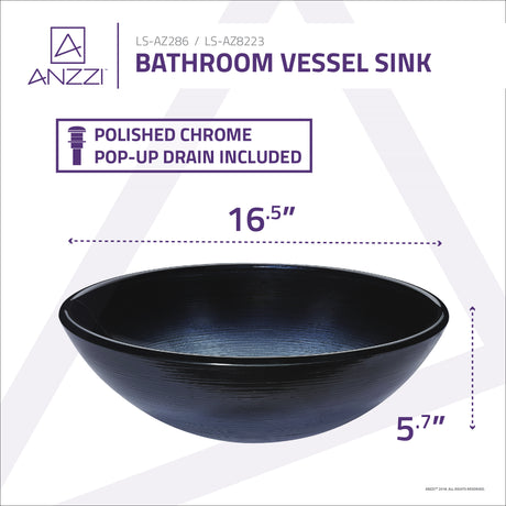 ANZZI LS-AZ8223 Gardena Series Deco-Glass Vessel Sink in Brushed Dusk
