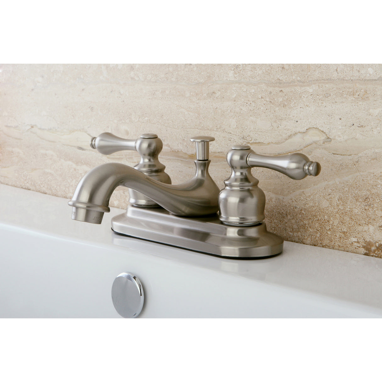 Kingston Brass KB608AL Restoration 4 in. Centerset Bathroom Faucet, Brushed Nickel