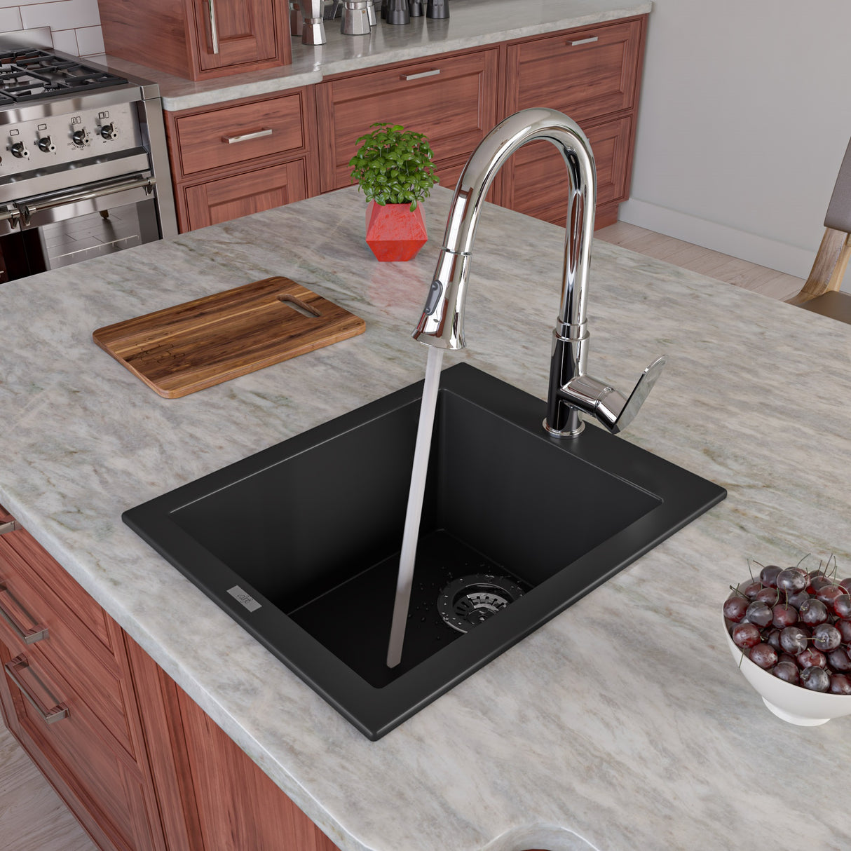 Polished Chrome Gooseneck Pull Down Kitchen Faucet