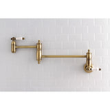 Kingston Brass KS3103PL Restoration Wall Mount Pot Filler Kitchen Faucet, Antique Brass