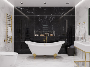 ANZZI FT-AZ132BG Falco Claw Foot 67" One Piece Acrylic Freestanding Soaking Bathtub in Glossy White with Brushed Gold Feet