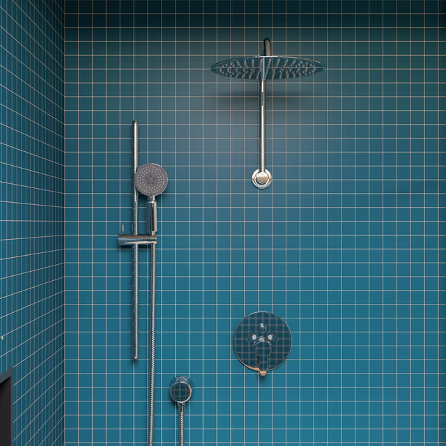 AB3101-PC Polished Chrome Shower Valve Mixer with Rounded Lever Handle and Diverter