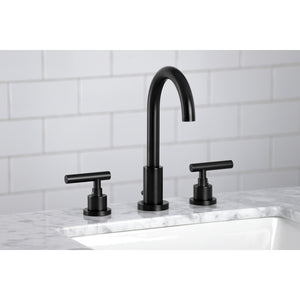 Kingston Brass FSC8920CML Manhattan Widespread Bathroom Faucet with Brass Pop-Up, Matte Black