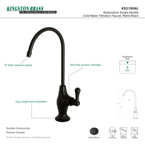 Kingston Brass KS3190AL Restoration Single Handle Water Filtration Faucet, Matte Black
