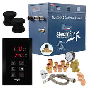 SteamSpa Premium 12 KW QuickStart Acu-Steam Bath Generator Package with Built-in Auto Drain in Matte Black SS-PRT1200MB-A
