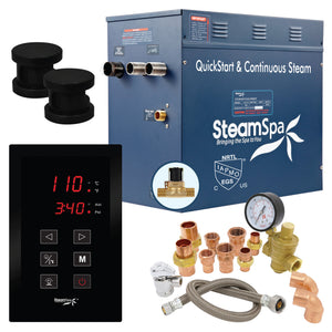 SteamSpa Premium 12 KW QuickStart Acu-Steam Bath Generator Package with Built-in Auto Drain in Matte Black SS-PRT1200MB-A