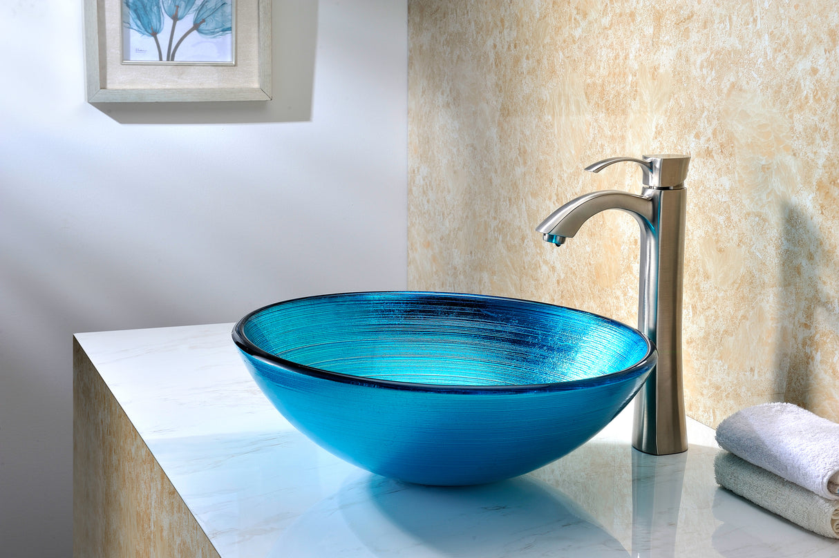 ANZZI LS-AZ045 Enti Series Deco-Glass Vessel Sink in Lustrous Blue