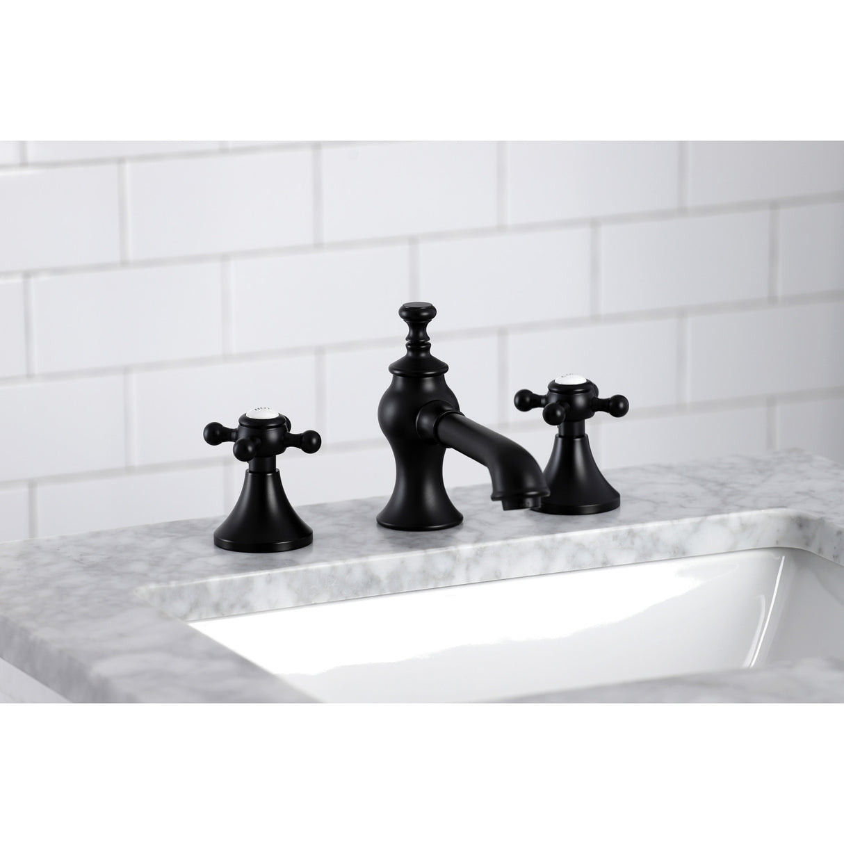 Kingston Brass KC7060BX English Country 8 in. Widespread Bathroom Faucet, Matte Black