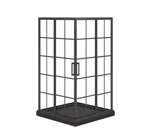 MAAX 107487-977-340-000 Scarlet 42 x 42 Acrylic Corner Drain Shower Kit in Black with French Glass in Matte Black