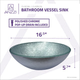 ANZZI LS-AZ296 Posh Series Deco-Glass Vessel Sink in Glacial Silver