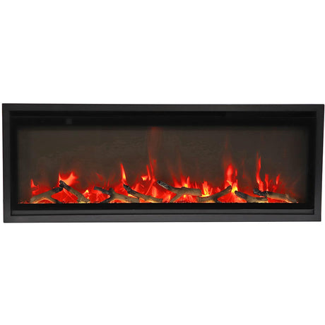 Amantii SYM-50 Symmetry Smart Electric  50" Indoor / Outdoor WiFi Enabled Built In Fireplace, Featuring a MultiFunction Remote Control , Multi Speed Flame Motor and a 10 piece Birch Log Set