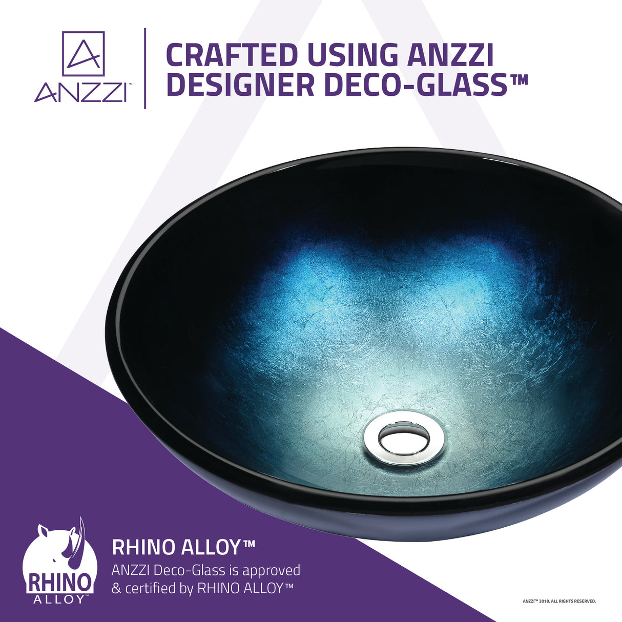 ANZZI LS-AZ8185 Tara Series Deco-Glass Vessel Sink in Deep Sea