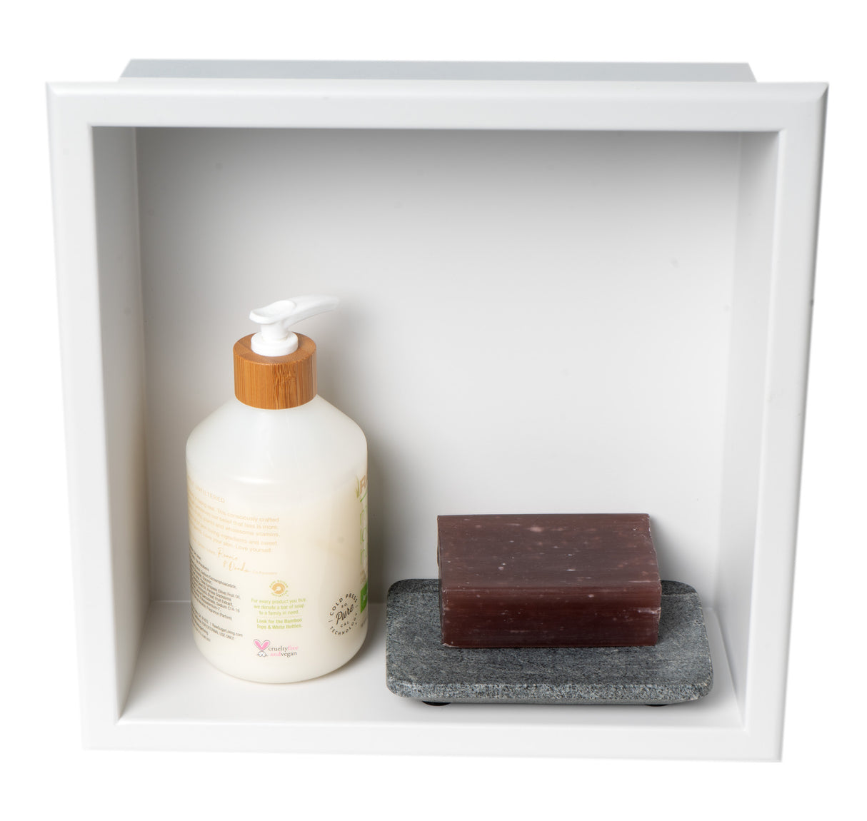 ALFI brand 12" x 12" White Matte Stainless Steel Square Single Shelf Bath Shower Niche