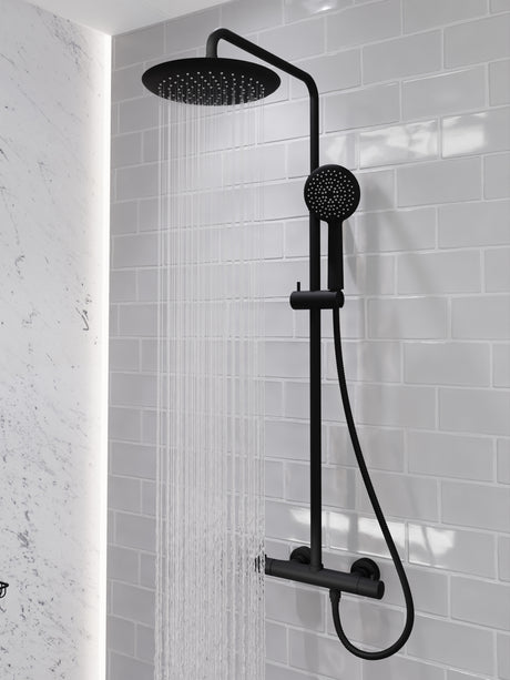 ANZZI SH-AZ101MB Heavy Rainfall Stainless Steel Shower Bar with Hand Sprayer in Matte Black