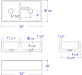 ALFI brand AB3618DB-B  36" Biscuit Smooth Apron Thick Wall Fireclay Double Bowl Farm Sink