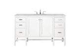 Addison 60" Single Vanity, Glossy White w/ 3 CM Carrara White Top
