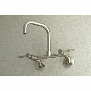 Kingston Brass Concord 8-Inch Adjustable Center Wall Mount Kitchen Faucet, Brushed Nickel