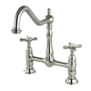 Kingston Brass KS1178BEX Essex Bridge Kitchen Faucet, Brushed Nickel