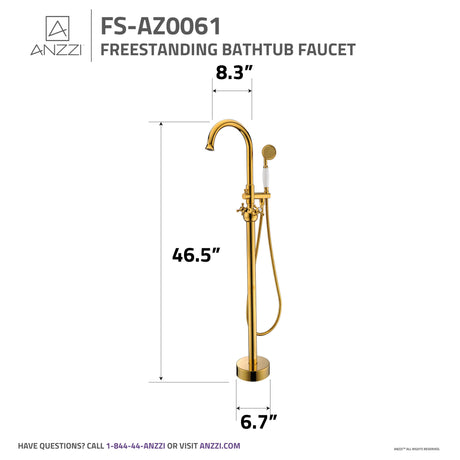 ANZZI FS-AZ0061RG Bridal 3-Handle Claw Foot Tub Faucet with Hand Shower in Gold