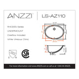 ANZZI LS-AZ110-R Series 17 in. Ceramic Undermount Sink Basin in White