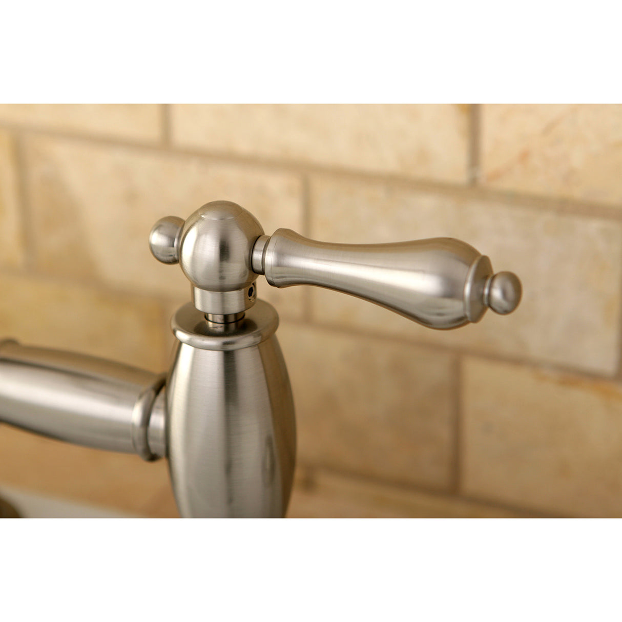Kingston Brass KS3798ALBS Restoration Bridge Kitchen Faucet with Brass Sprayer, Brushed Nickel