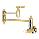 Kingston Brass KS3102TAL Tudor Wall Mount Pot Filler Kitchen Faucet, Polished Brass