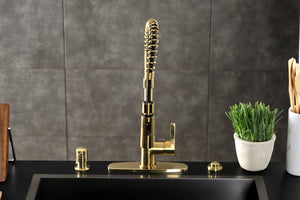 Gourmetier LS8773CTL Continental Single-Handle Pre-Rinse Kitchen Faucet, Brushed Brass