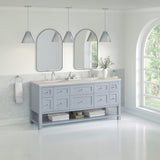 Breckenridge 72" Double Vanity, Serenity Blue, w/ 3 CM Siberian Silestone Top w/FreePower Wireless Charger