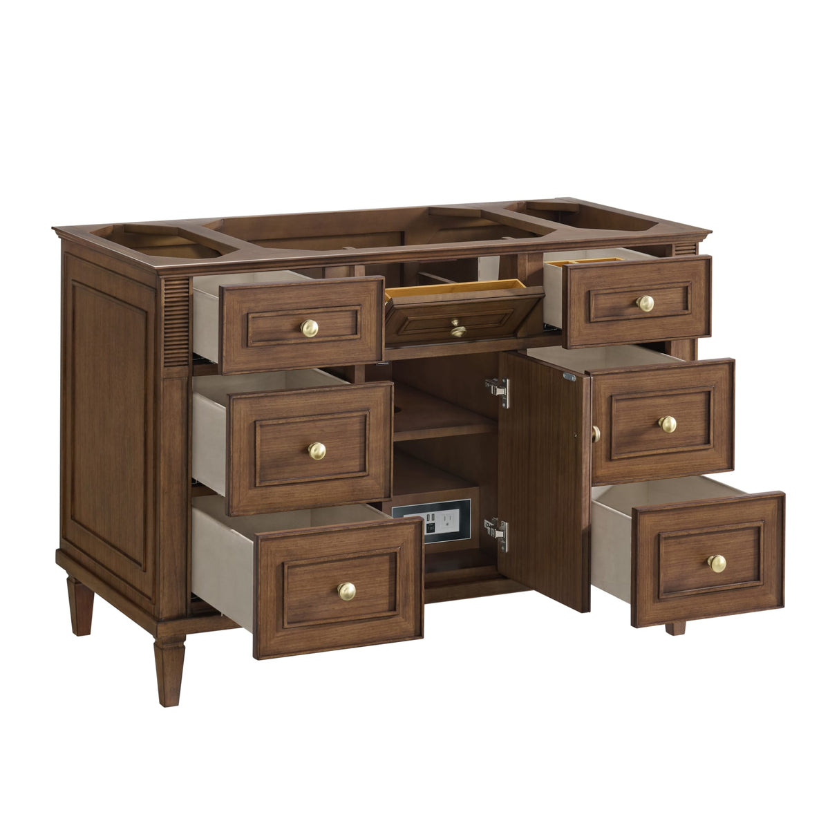 Lorelai 48" Single Vanity, Mid-Century Walnut w/ 3 CM Carrara White Marble Top