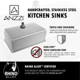 ANZZI KAZ2318-042 VANGUARD Undermount Stainless Steel 23 in. Single Bowl Kitchen Sink and Faucet Set with Singer Faucet in Brushed Nickel