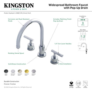 Kingston Brass KS8926CML 8 in. Widespread Bathroom Faucet, Polished Nickel