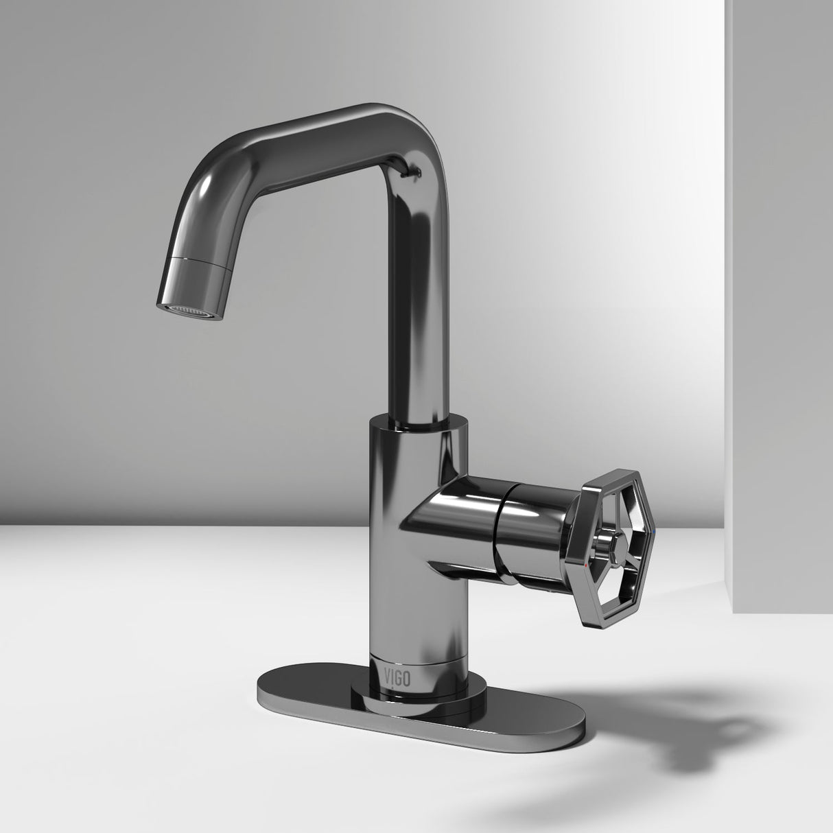 VIGO Ruxton Oblique 1-Handle Single Hole Bathroom Faucet with Deck Plate in Chrome VG01051CHK1