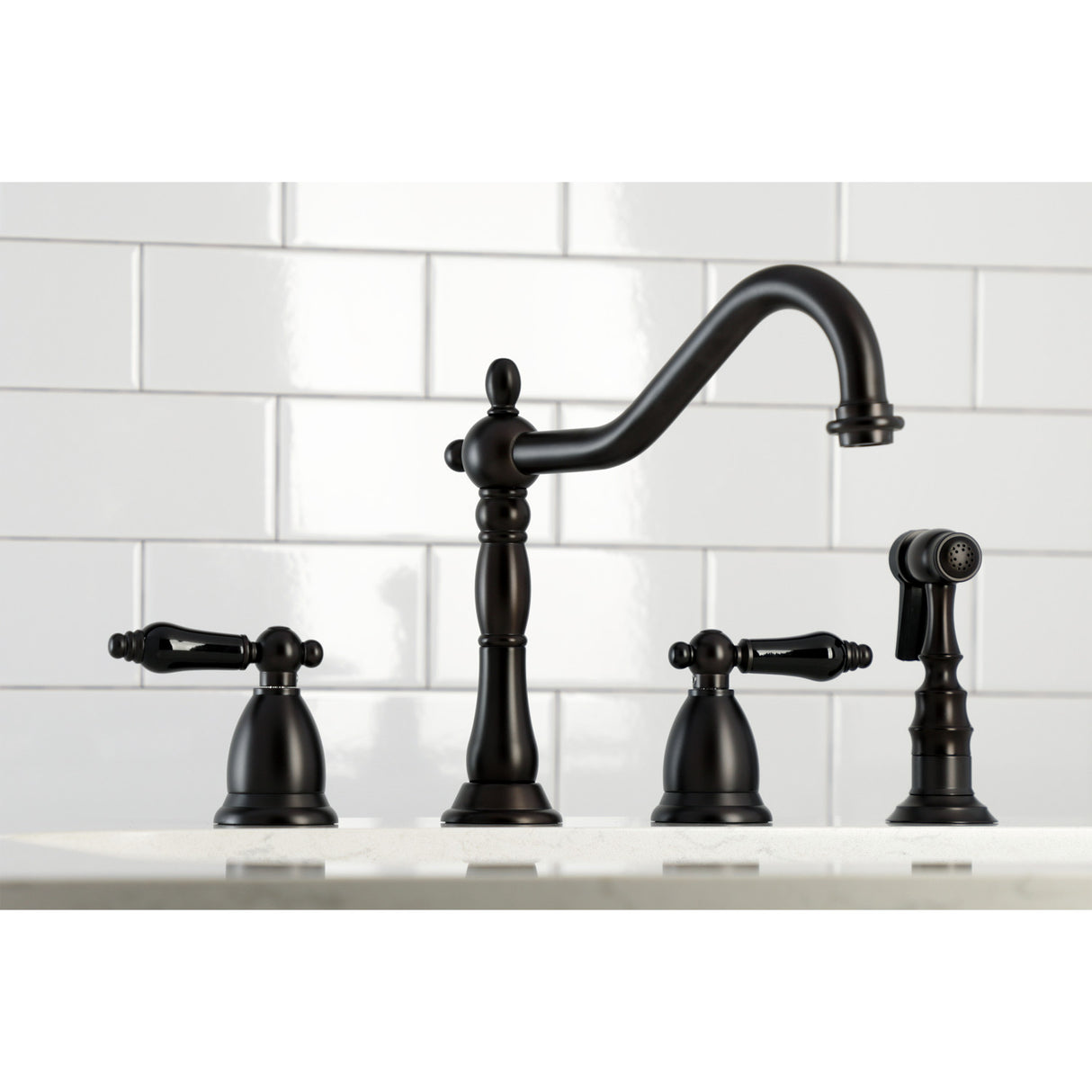 Kingston Brass KS1795PKLBS Widespread Kitchen Faucet, Oil Rubbed Bronze