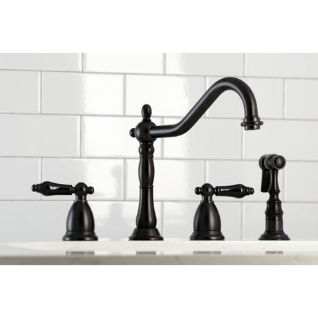 Kingston Brass KS1795PKLBS Widespread Kitchen Faucet, Oil Rubbed Bronze