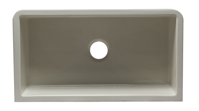33" Biscuit Smooth Apron Solid Thick Wall Fireclay Single Bowl Farm Sink