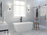 ANZZI FT-AZ501 Cenere 4.9 ft. Man-Made Stone Center Drain Freestanding Bathtub in Matte White