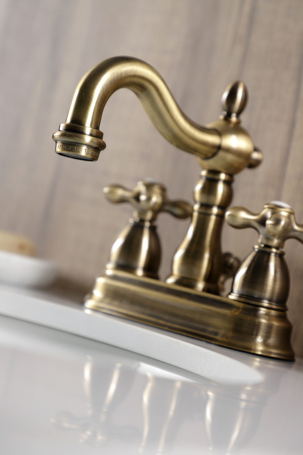 Kingston Brass KB1603AX Heritage 4 in. Centerset Bathroom Faucet, Antique Brass