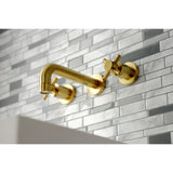 Kingston Brass KS8127DX Concord 2-Handle Wall Mount Bathroom Faucet, Brushed Brass