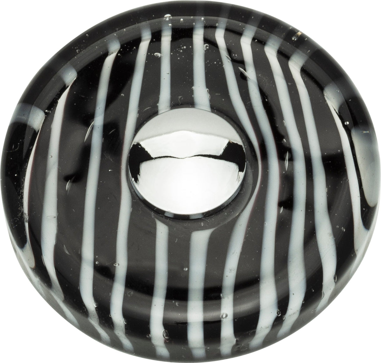 Atlas Homewares Zebra Glass Round Knob 1 1/2 Inch Polished Chrome