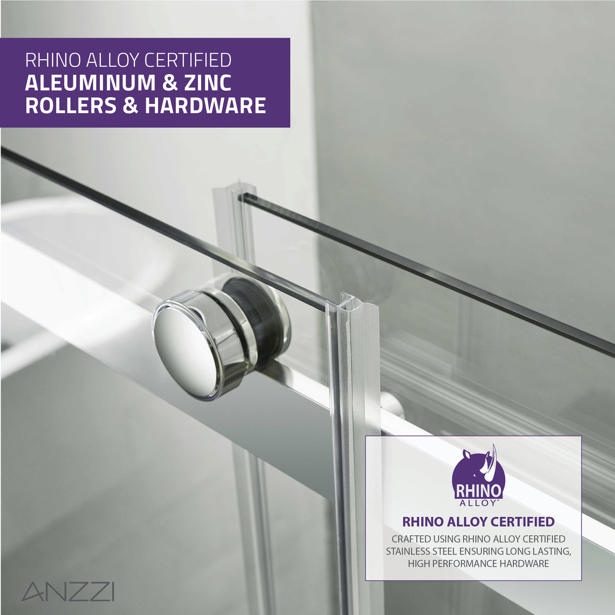 ANZZI SD-FRLS05901CHR Series 48 in. x 76 in. Frameless Sliding Shower Door with Handle in Chrome