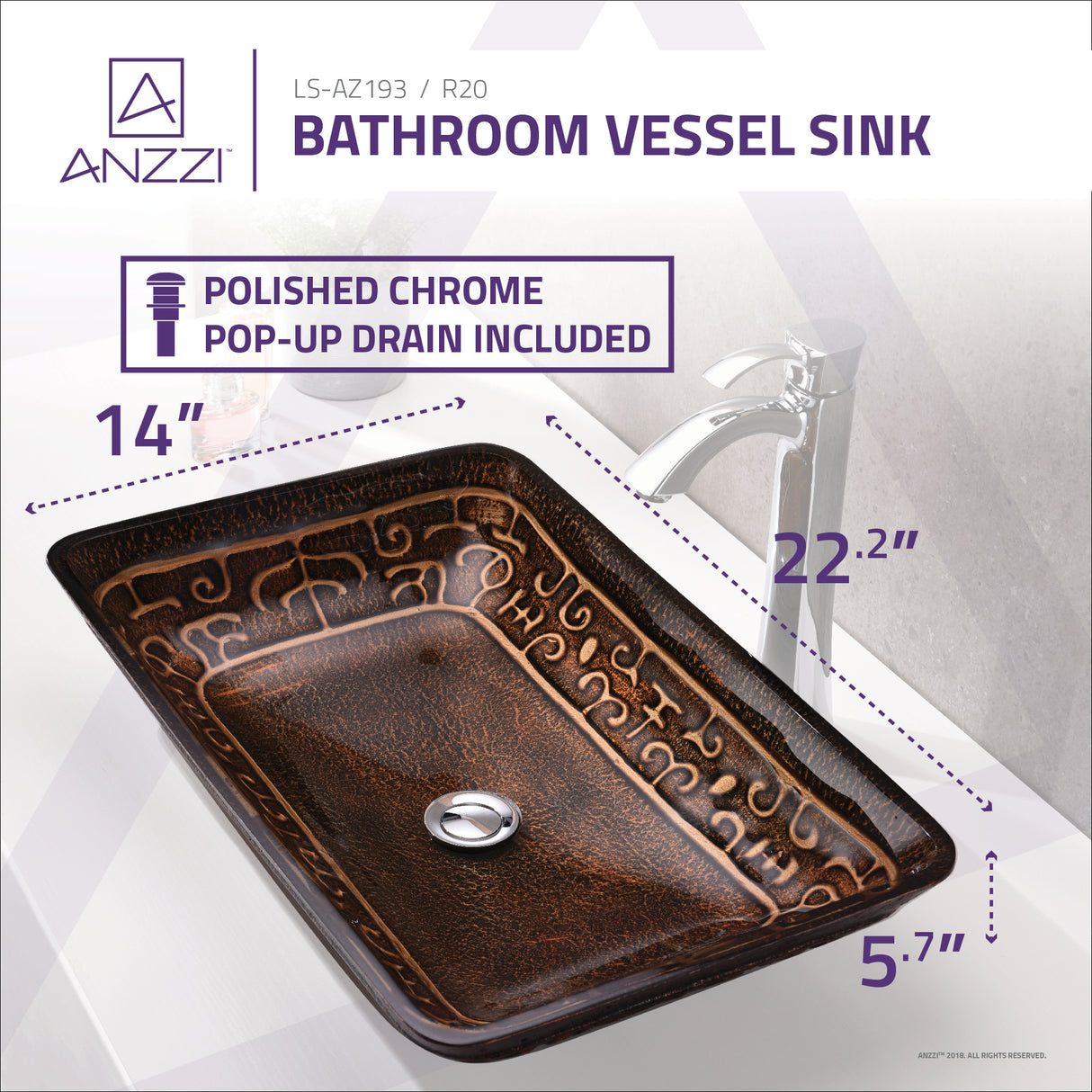 ANZZI LS-AZ193 Alto Series Vessel Sink in Macedonian Bronze