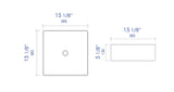 ALFI brand ABC903-W White 16" Modern Square Above Mount Ceramic Sink