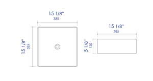 ALFI brand ABC903-BM Black Matte 16" Modern Square Above Mount Ceramic Sink