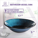 ANZZI LS-AZ169 Stellar Series Deco-Glass Vessel Sink in Marine Crest