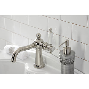 Kingston Brass KS154KLPN Nautical Single-Handle Bathroom Faucet with Push Pop-Up, Polished Nickel
